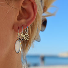 Load image into Gallery viewer, mother of pearl earrings, wave hoops, sun hoops, ocean lover earrings, pearl jewellery