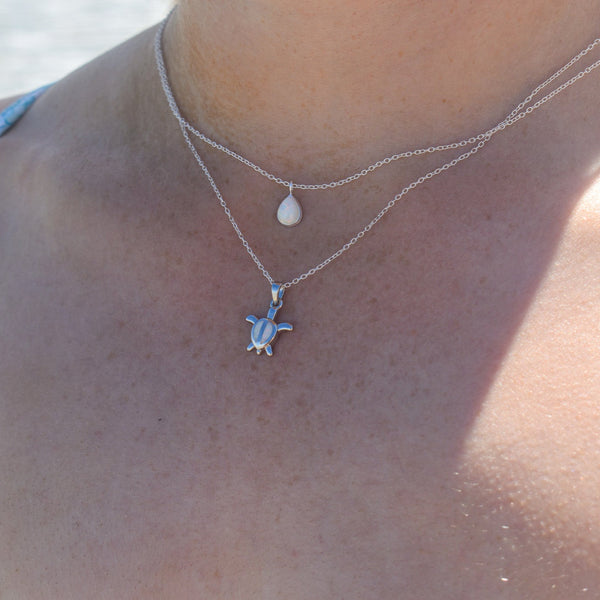 Turtle Necklace | White Opal