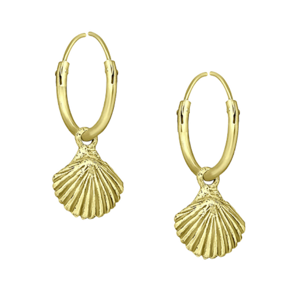 Gold Seashell Hoops